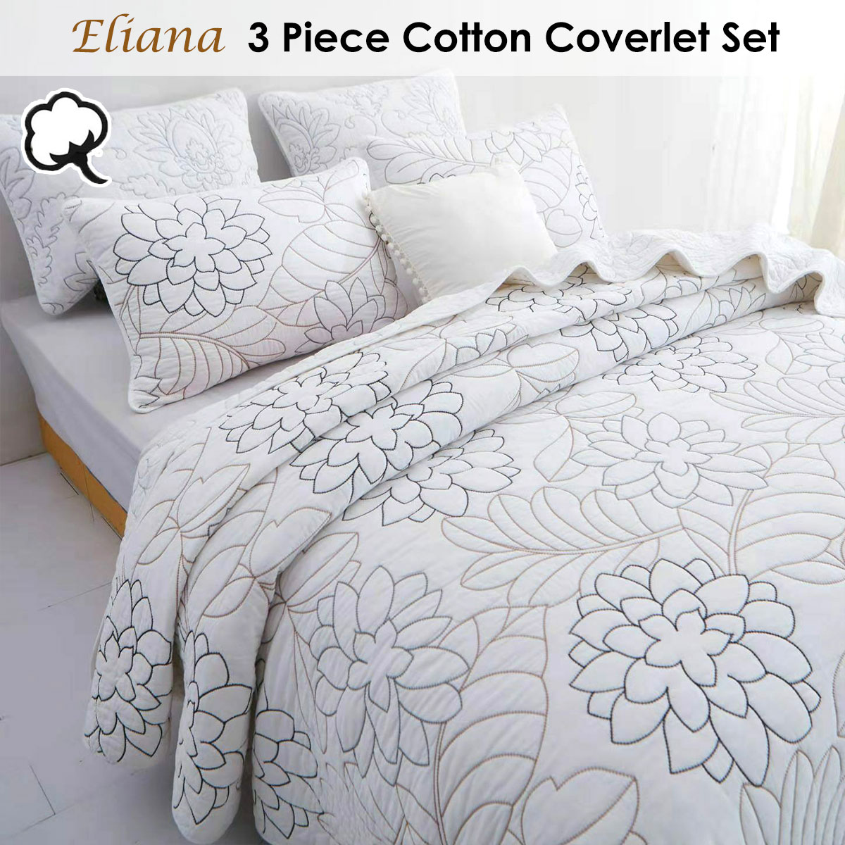 100% Cotton Coverlet Set Eliana Queen - Image 2