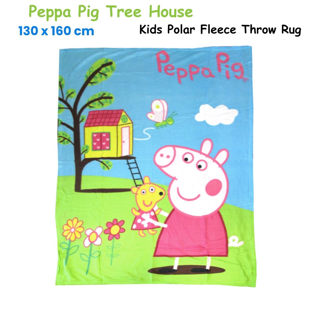 Peppa Pig Tree House Printed Polar Fleece Throw Rug 130 x 160 cm - Image 2