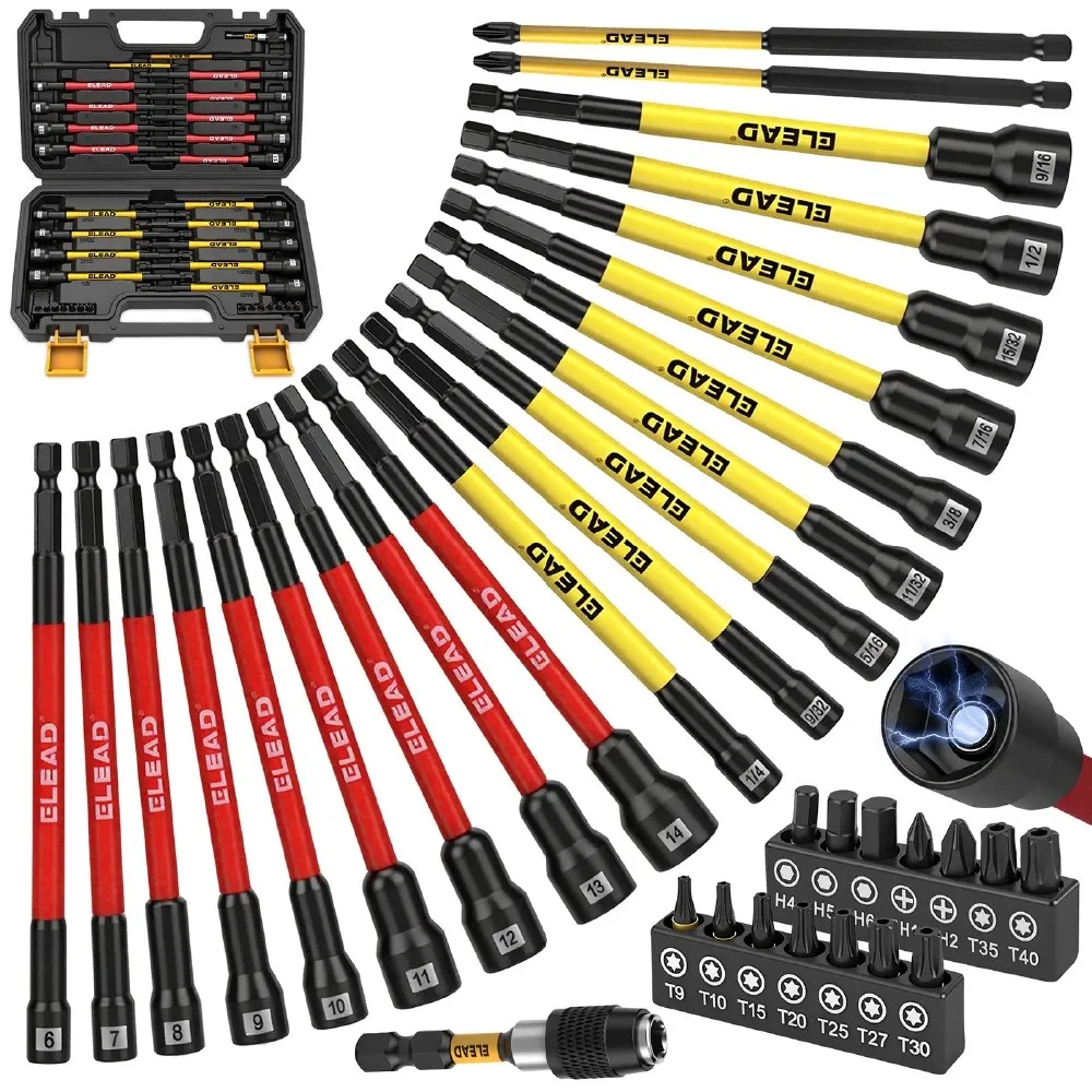 35Pcs Long Magnetic Nut Driver Bit Set Nut Driver Metric & SAE Screwdriver Bits - Image 1