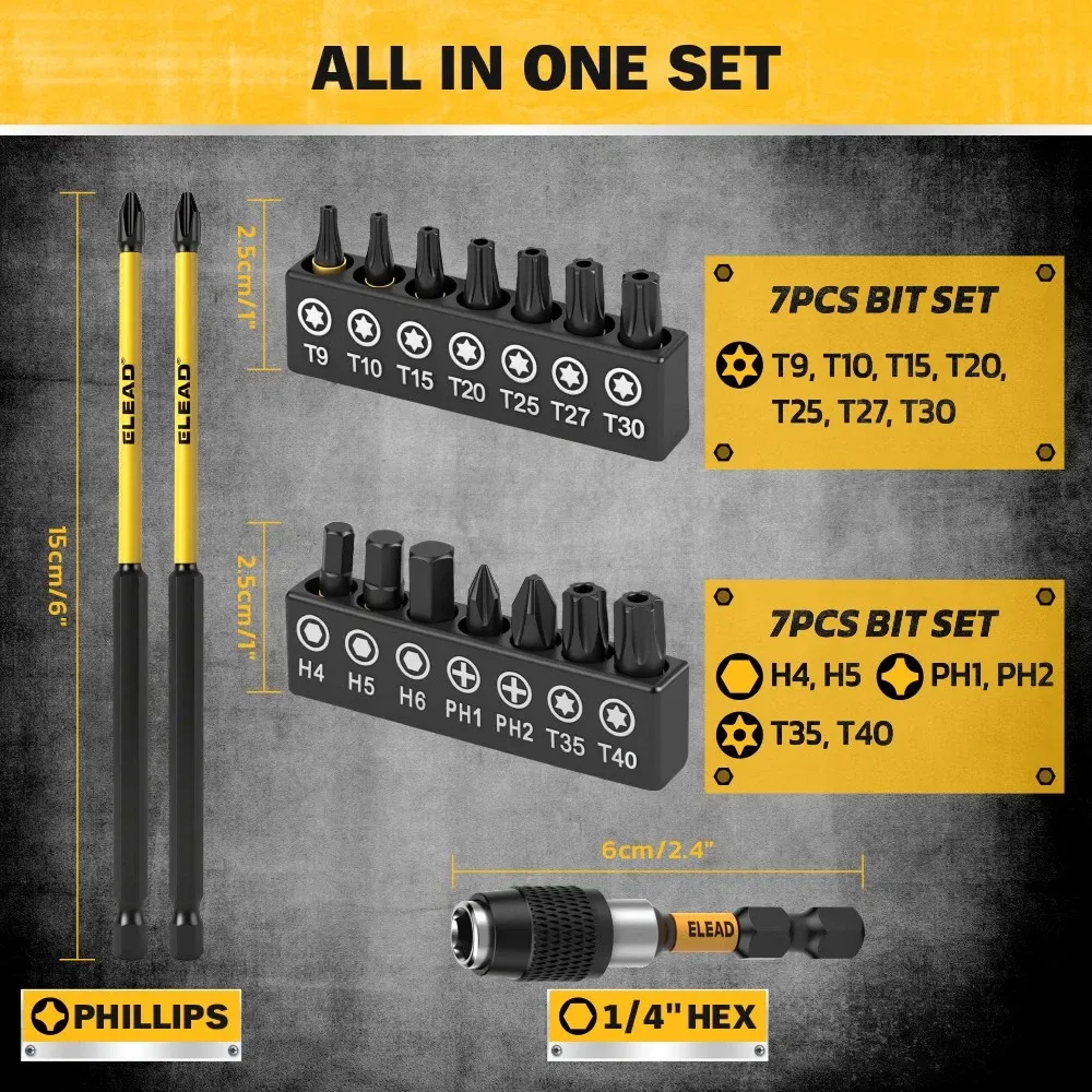 35Pcs Long Magnetic Nut Driver Bit Set Nut Driver Metric & SAE Screwdriver Bits - Image 3