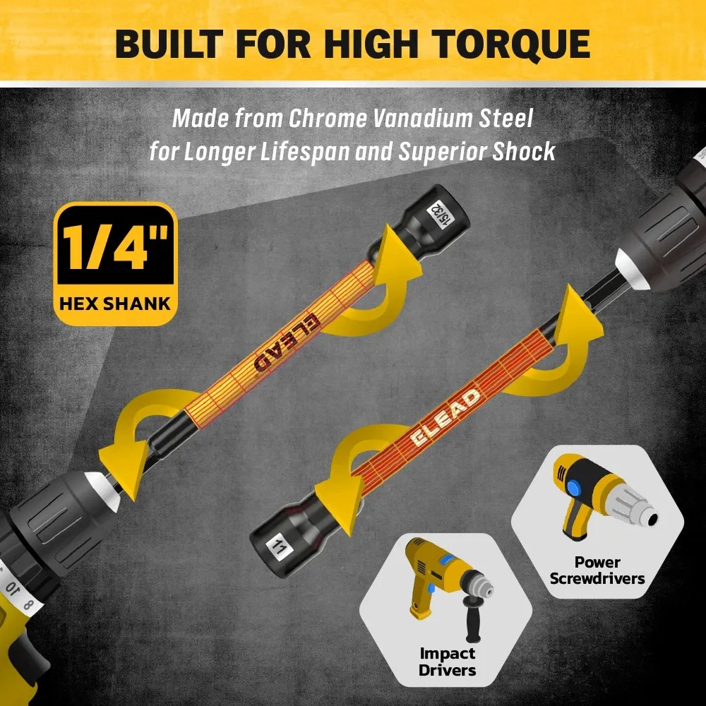 35Pcs Long Magnetic Nut Driver Bit Set Nut Driver Metric & SAE Screwdriver Bits - Image 5