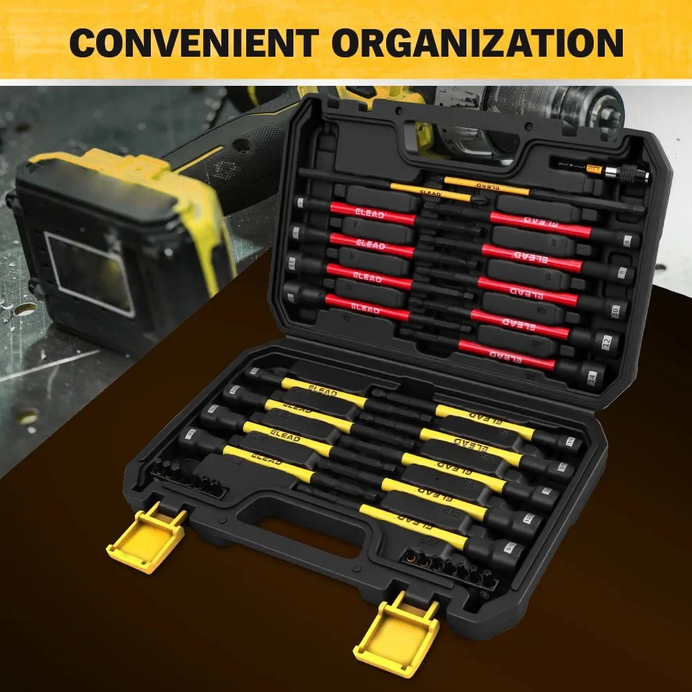 35Pcs Long Magnetic Nut Driver Bit Set Nut Driver Metric & SAE Screwdriver Bits - Image 7