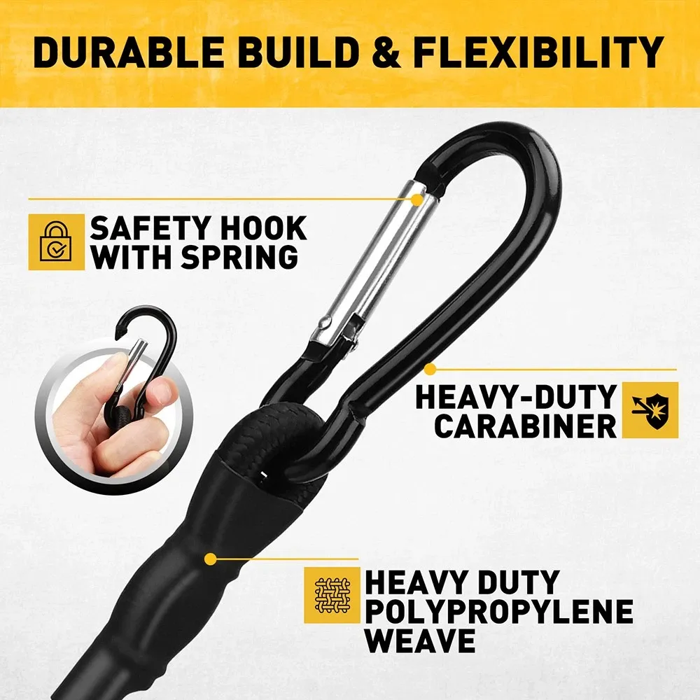 ELEAD 28PCS Bungee Cord Set Carabiner Hooks Assorted Sizes Heavy Duty Tie Down - Image 4