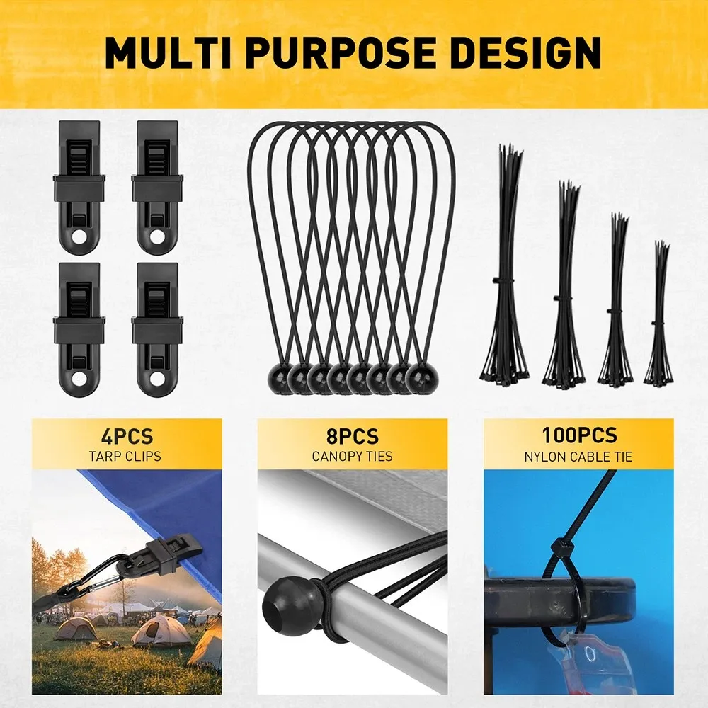 ELEAD 28PCS Bungee Cord Set Carabiner Hooks Assorted Sizes Heavy Duty Tie Down - Image 7