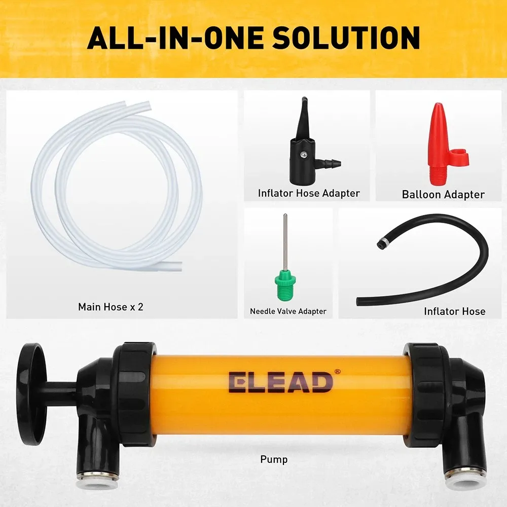 ELEAD Fuel Siphon Pump Oil Liquid Transfer Hand Pump Hose Kit Gas Air Manual - Image 2