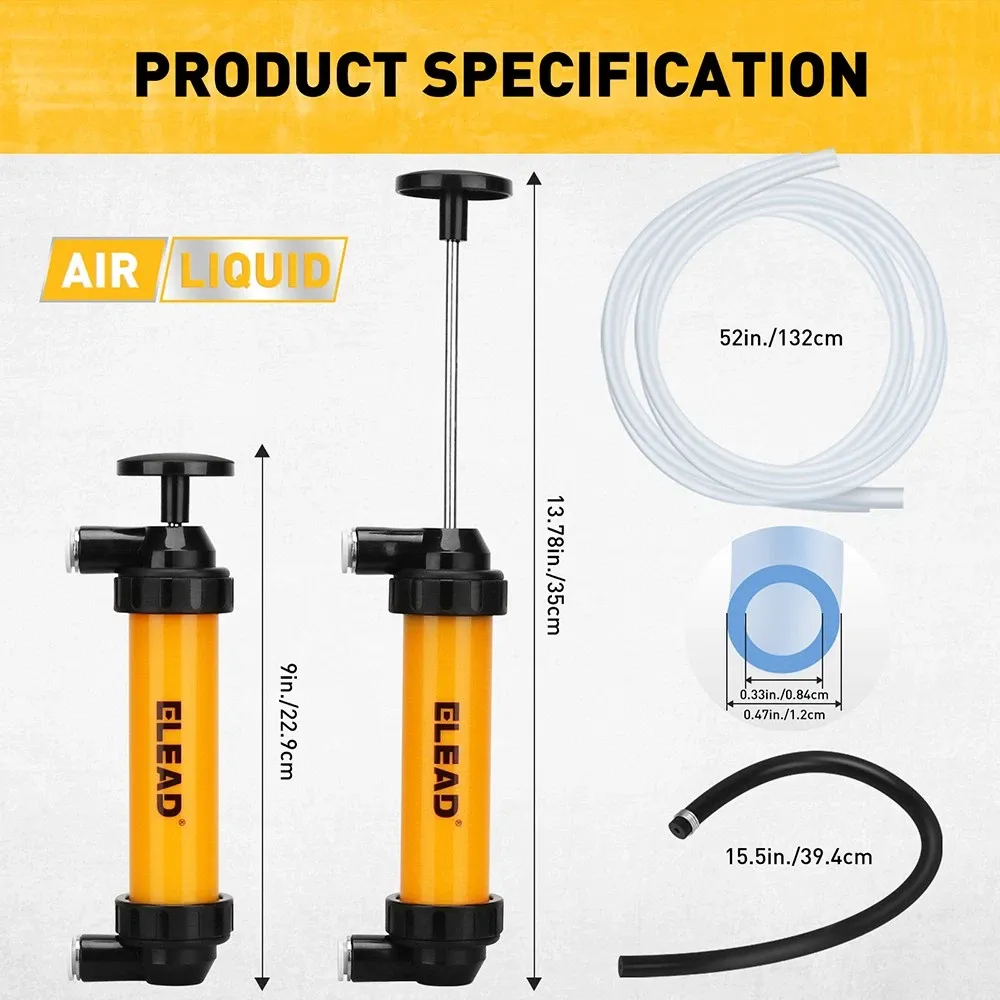 ELEAD Fuel Siphon Pump Oil Liquid Transfer Hand Pump Hose Kit Gas Air Manual - Image 3