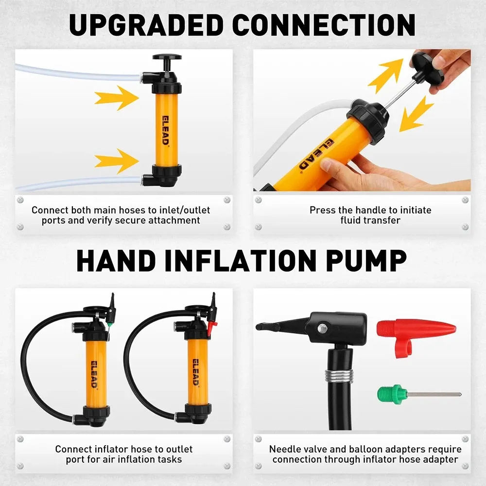 ELEAD Fuel Siphon Pump Oil Liquid Transfer Hand Pump Hose Kit Gas Air Manual - Image 5