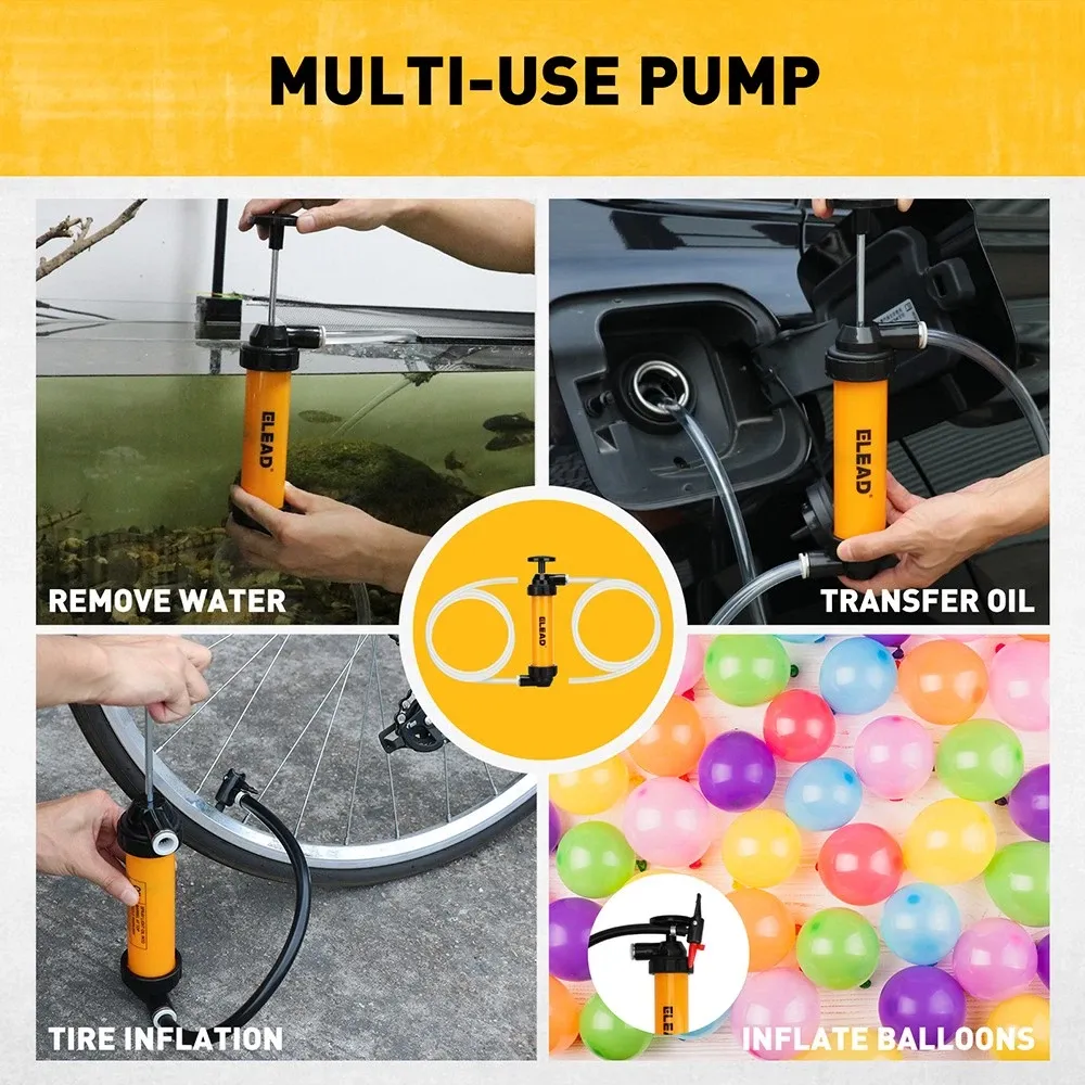 ELEAD Fuel Siphon Pump Oil Liquid Transfer Hand Pump Hose Kit Gas Air Manual - Image 6