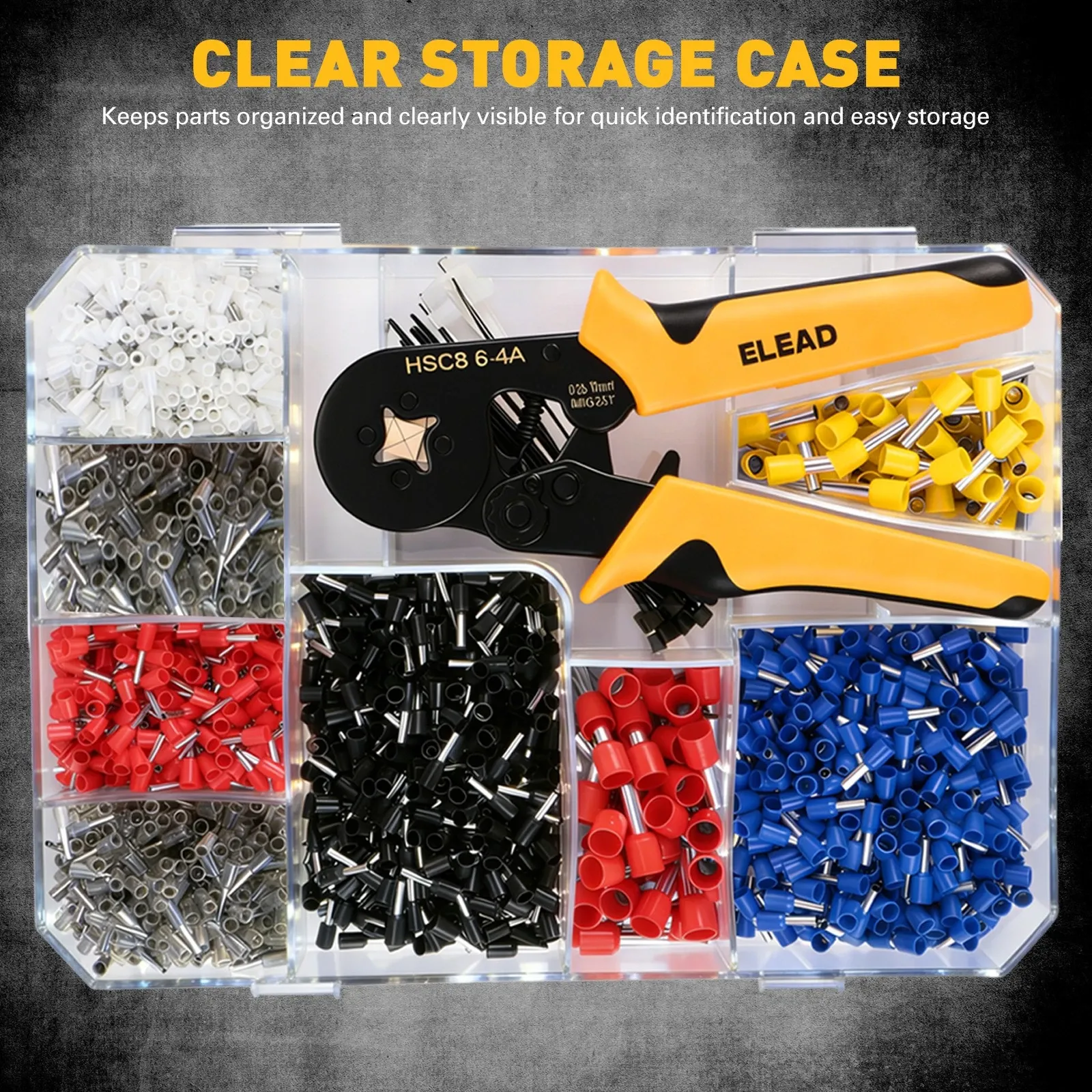 ELEAD 2180PCS Ferrule Crimping Tool Kit Wire Ferrules Ratchet Crimper AWG 23-7 - Image 2
