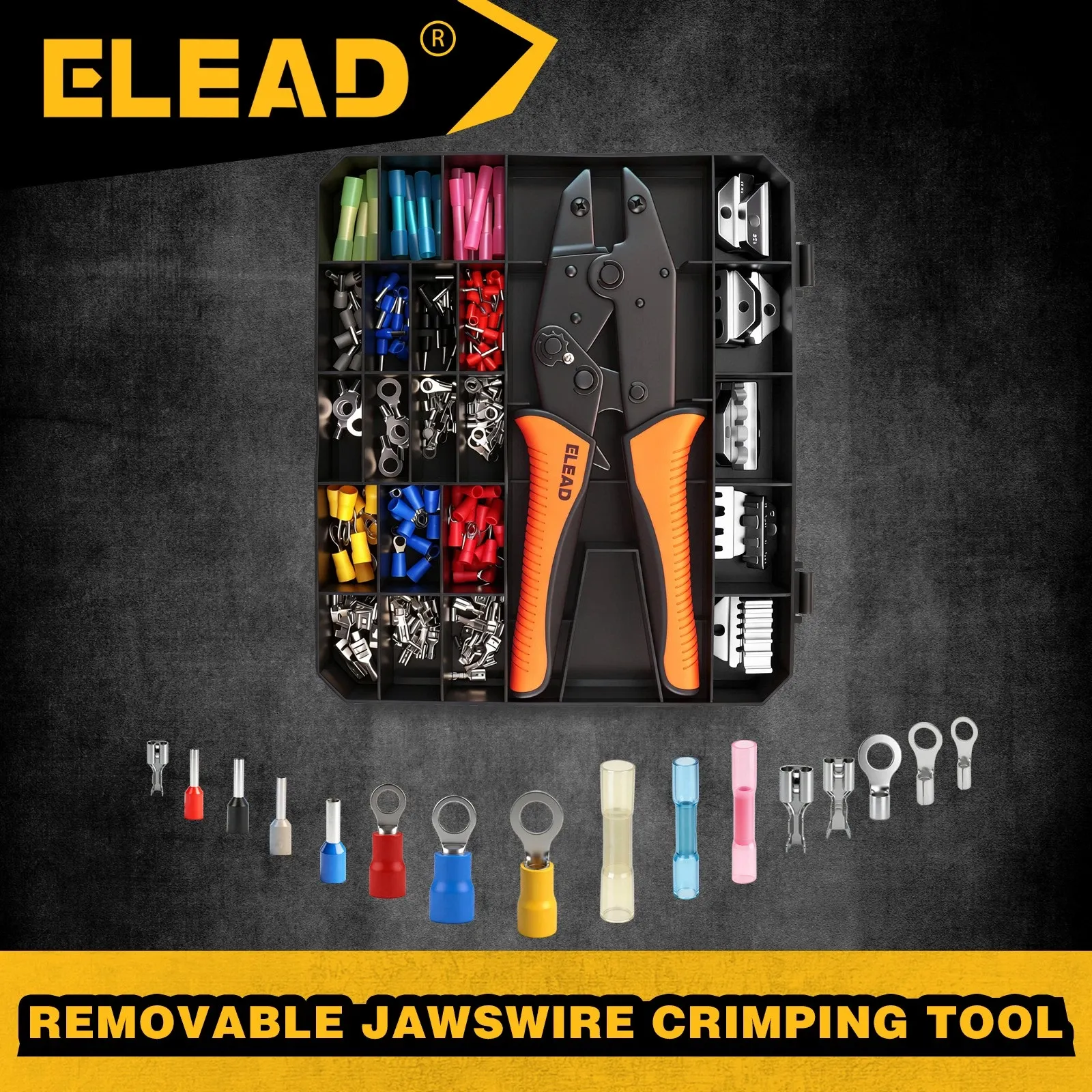 200-PIece Ratchet Wire Crimping Tool Kit Ferrule Terminal Crimper Pliers 5 Jaws - Image 1