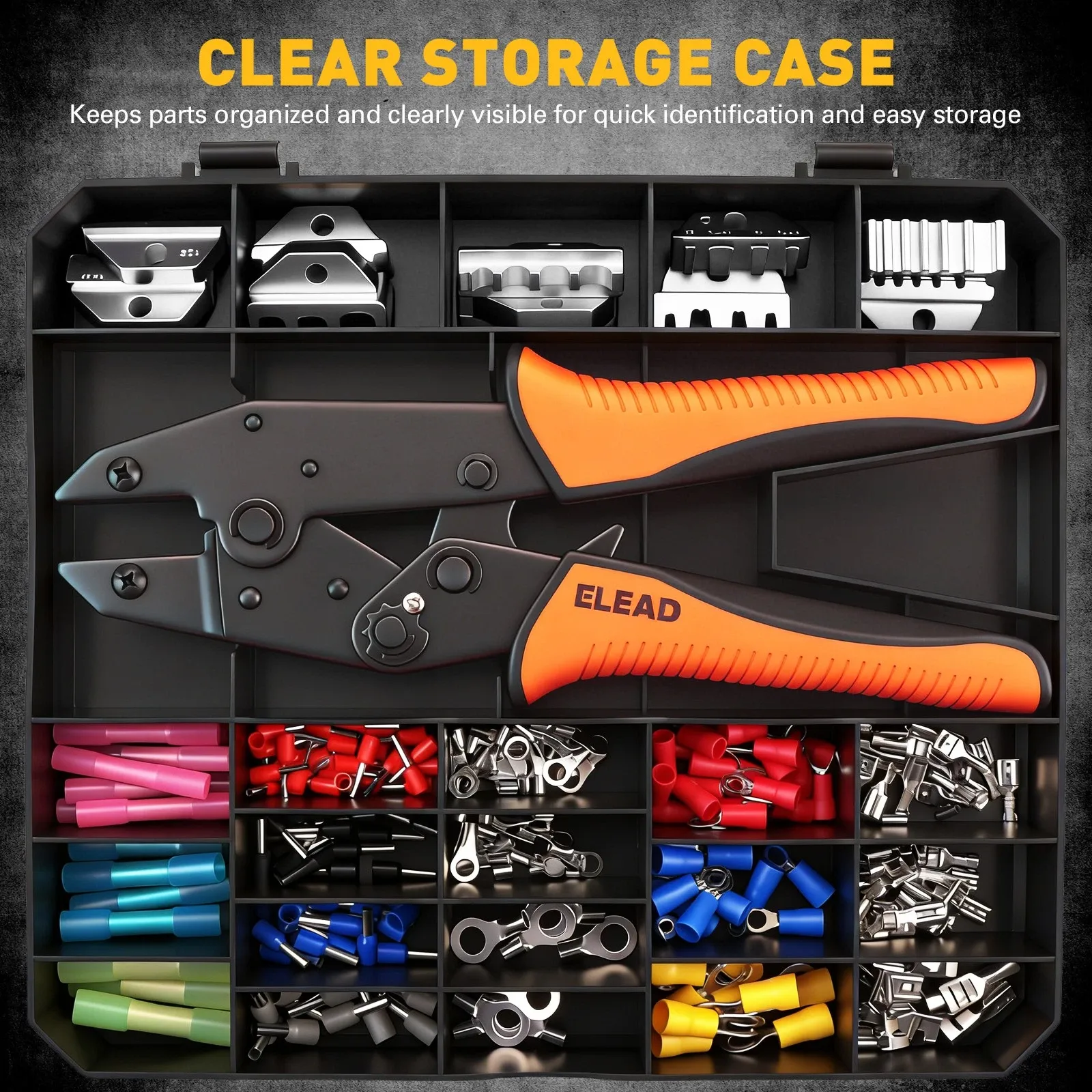 200-PIece Ratchet Wire Crimping Tool Kit Ferrule Terminal Crimper Pliers 5 Jaws - Image 2