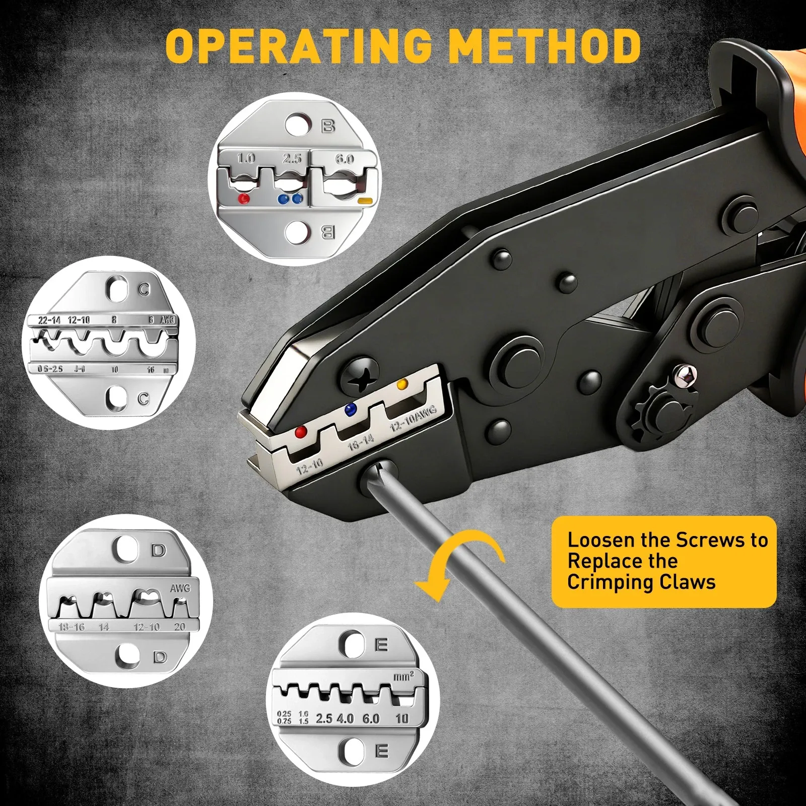 200-PIece Ratchet Wire Crimping Tool Kit Ferrule Terminal Crimper Pliers 5 Jaws - Image 6