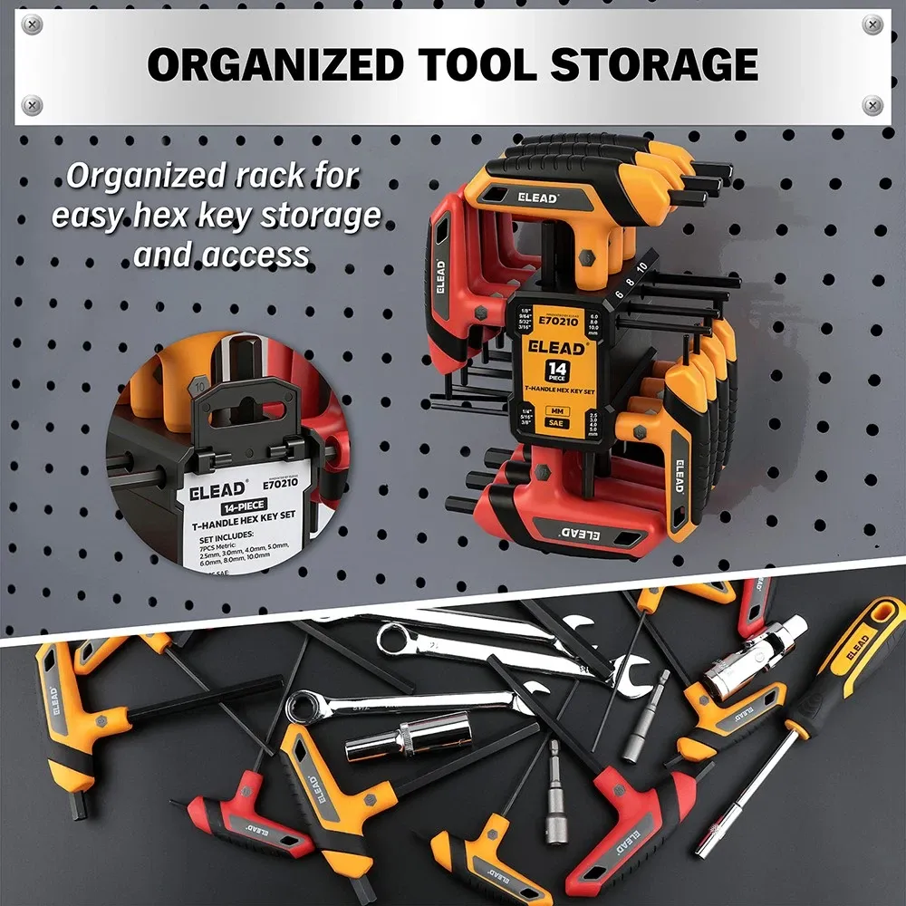 14Pcs T-handle Allen Wrench Set Metric & SAE Portable Hex Key Long Arm Allen Key - Image 3