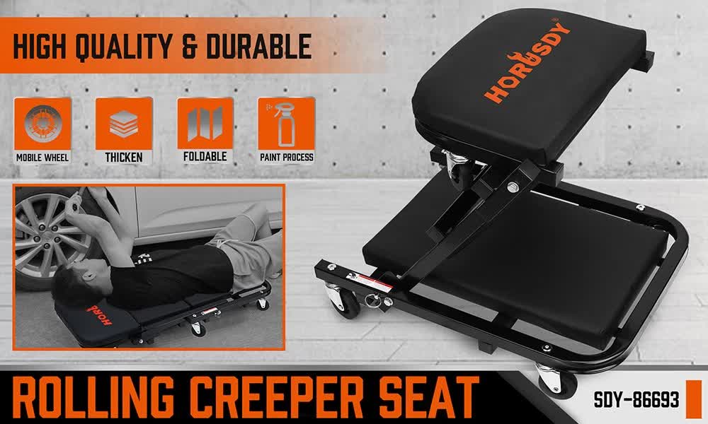 40inch 2 in 1 Folding Creeper Mechanic Z Seat Garage Workshop Rolling Work Stool - Image 2