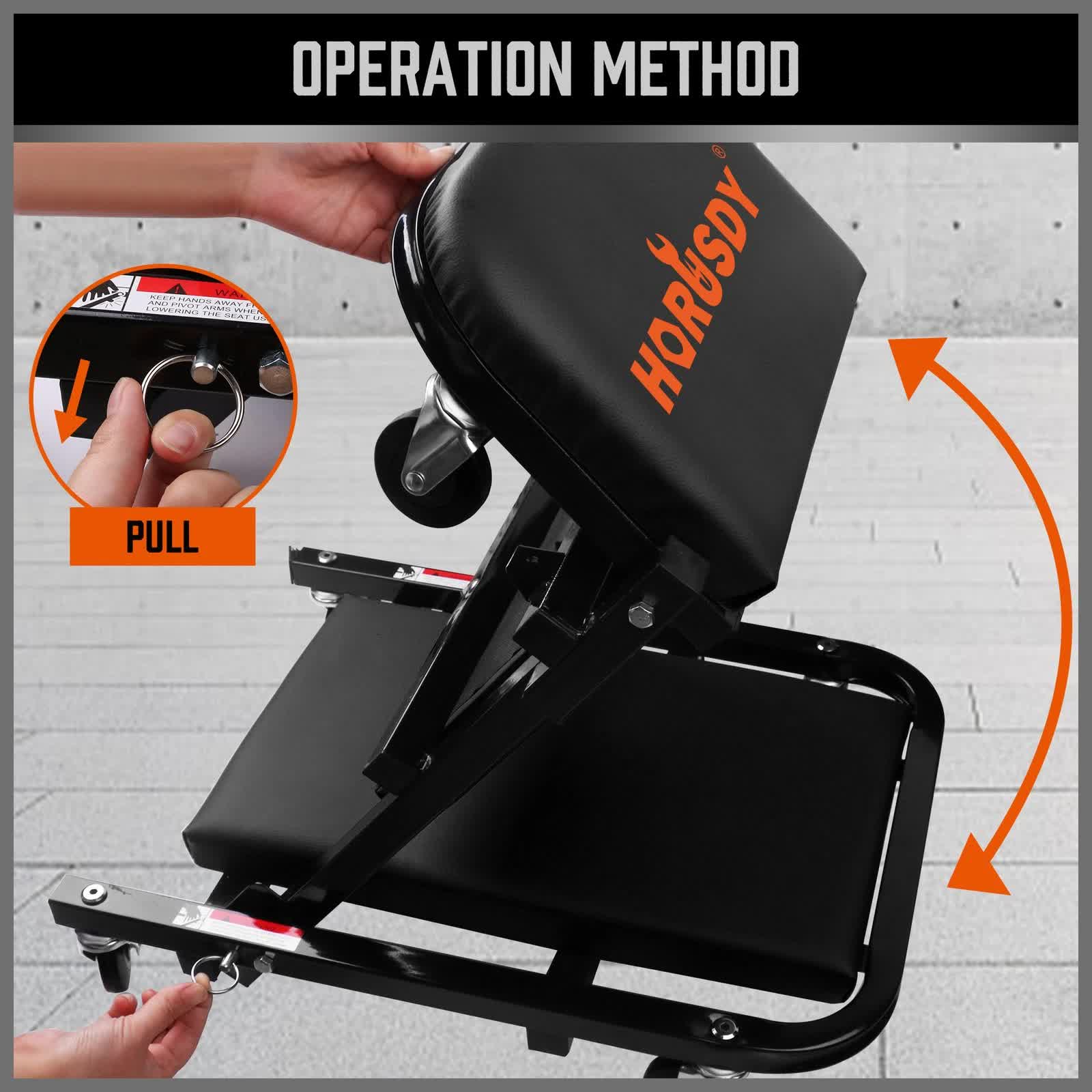 40inch 2 in 1 Folding Creeper Mechanic Z Seat Garage Workshop Rolling Work Stool - Image 5