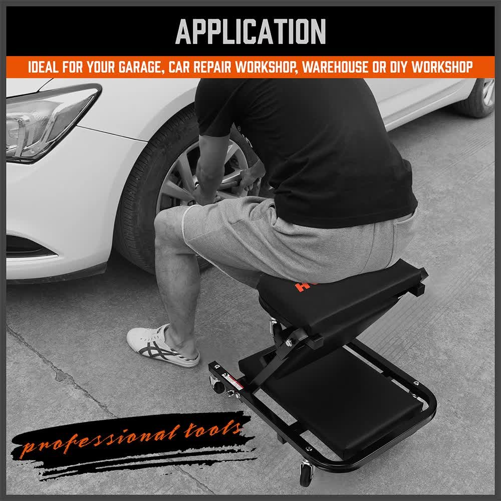 40inch 2 in 1 Folding Creeper Mechanic Z Seat Garage Workshop Rolling Work Stool - Image 8