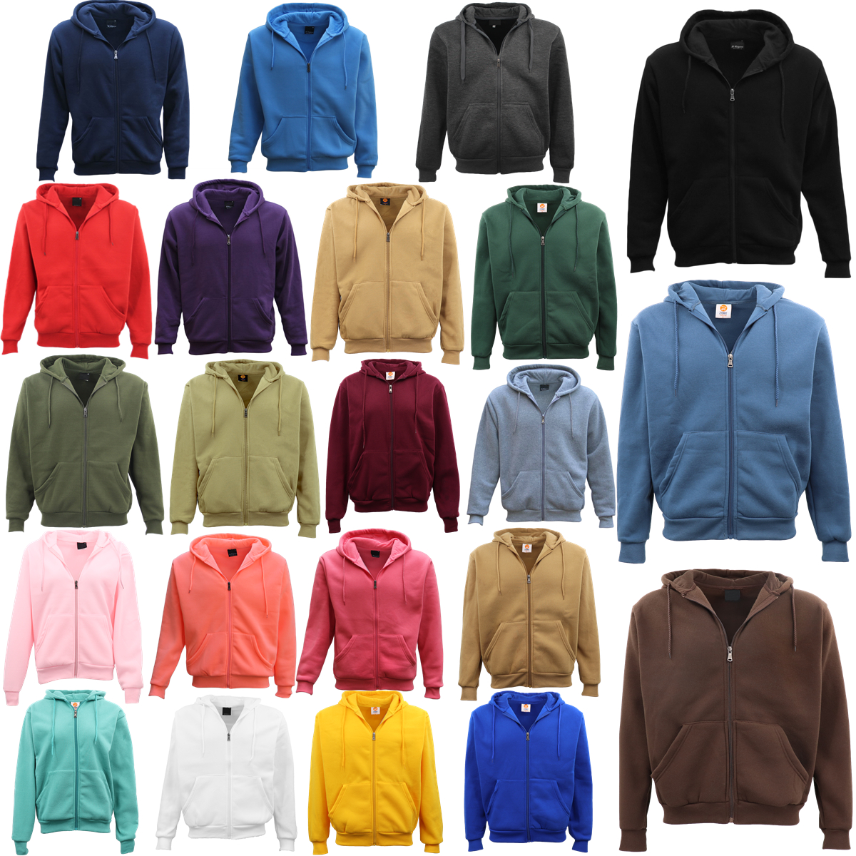 Adult Unisex Zip Plain Fleece Hoodie Hooded Jacket Mens Sweatshirt Jumper XS-8XL, Light Pink, XL - Image 2