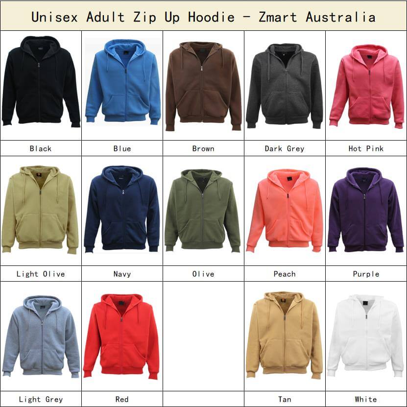 Adult Unisex Zip Plain Fleece Hoodie Hooded Jacket Mens Sweatshirt Jumper XS-8XL, Light Pink, XL - Image 3