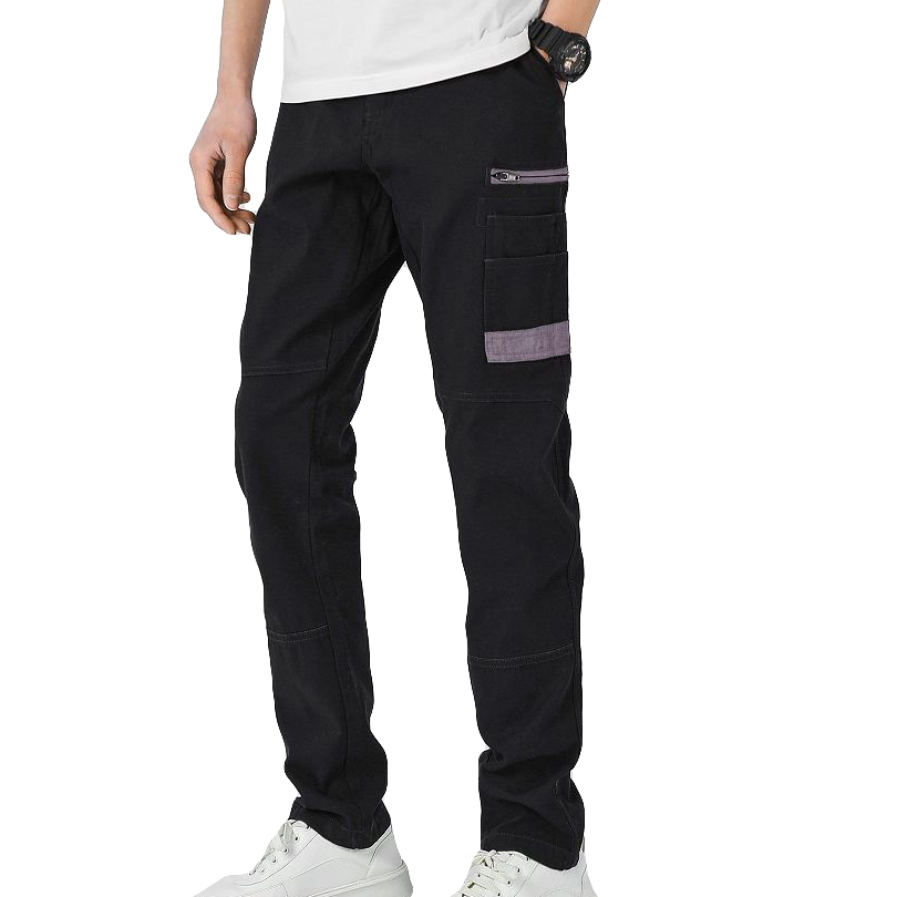 Men's Cotton Drill Cargo Work Pants UPF 50+ 13 Pockets Tradies Workwear Trousers, Black, 38 - Image 1