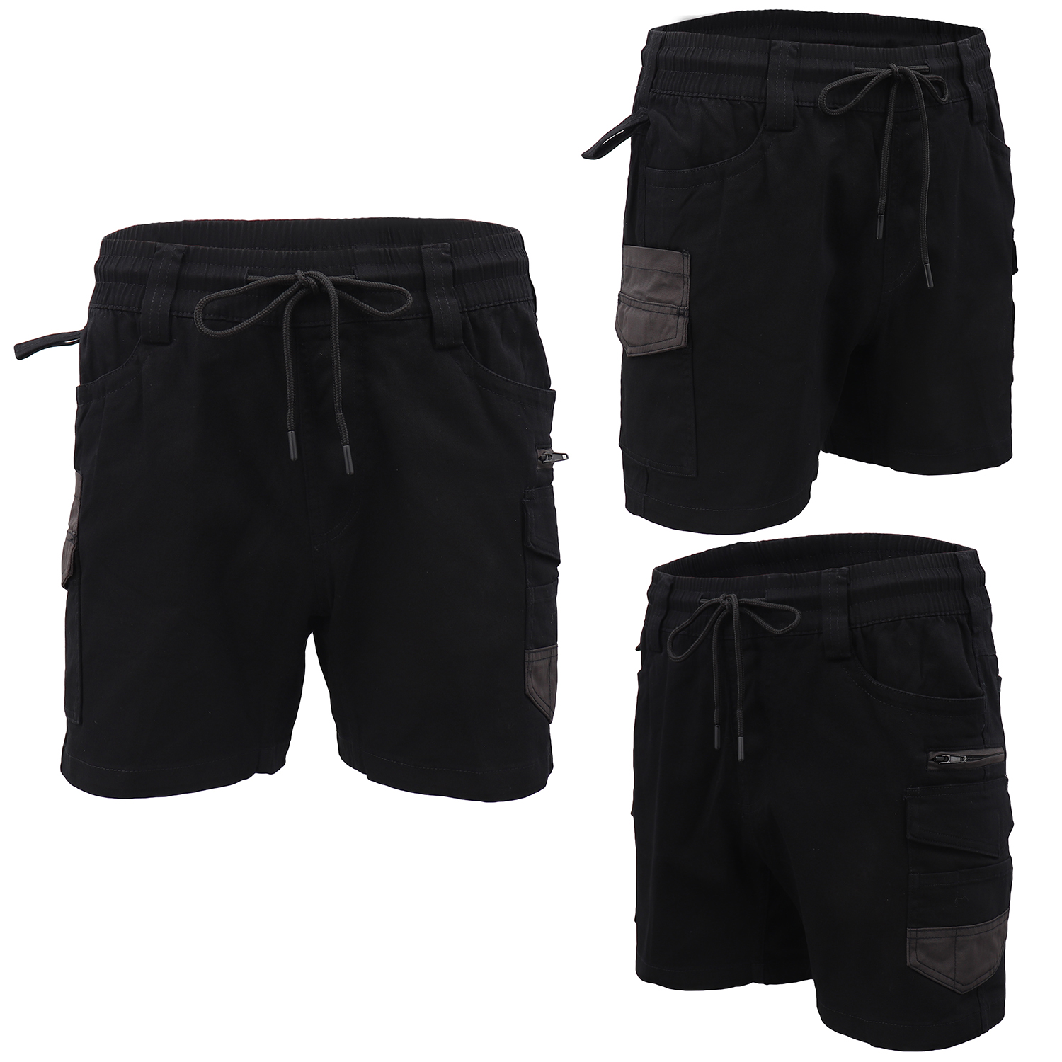 Mens Cargo Cotton Work Shorts 10 Pockets Tradies Utility Pants Workwear Trousers, Black, 34 - Image 1
