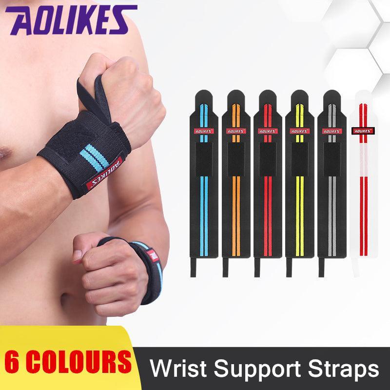 Aolikes Weight Lifting Gym Muscle Training Wrist Support Straps Wraps Hand - Black+Red - Image 1