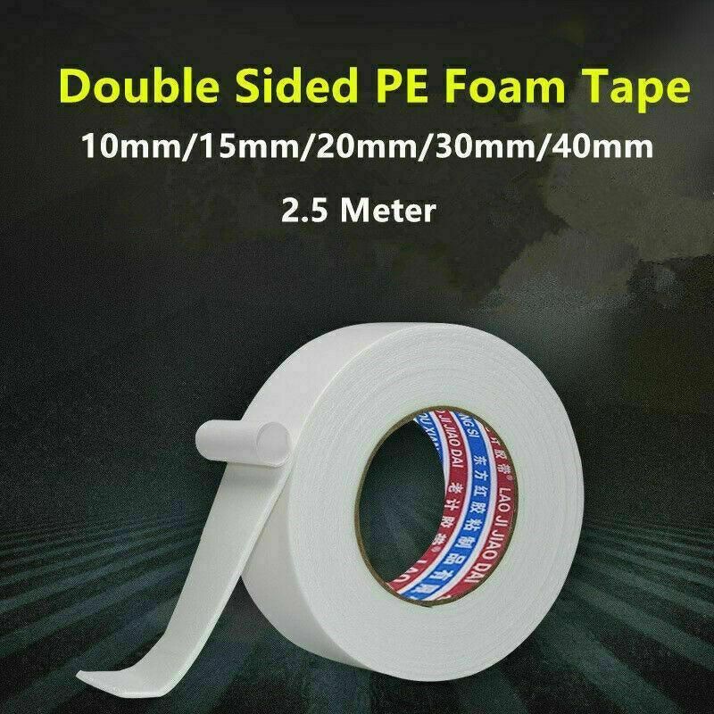 Double Sided White Pe Foam Sticky Tape Mounting Diy Craft Strong Adhesive 2.5M - Image 1