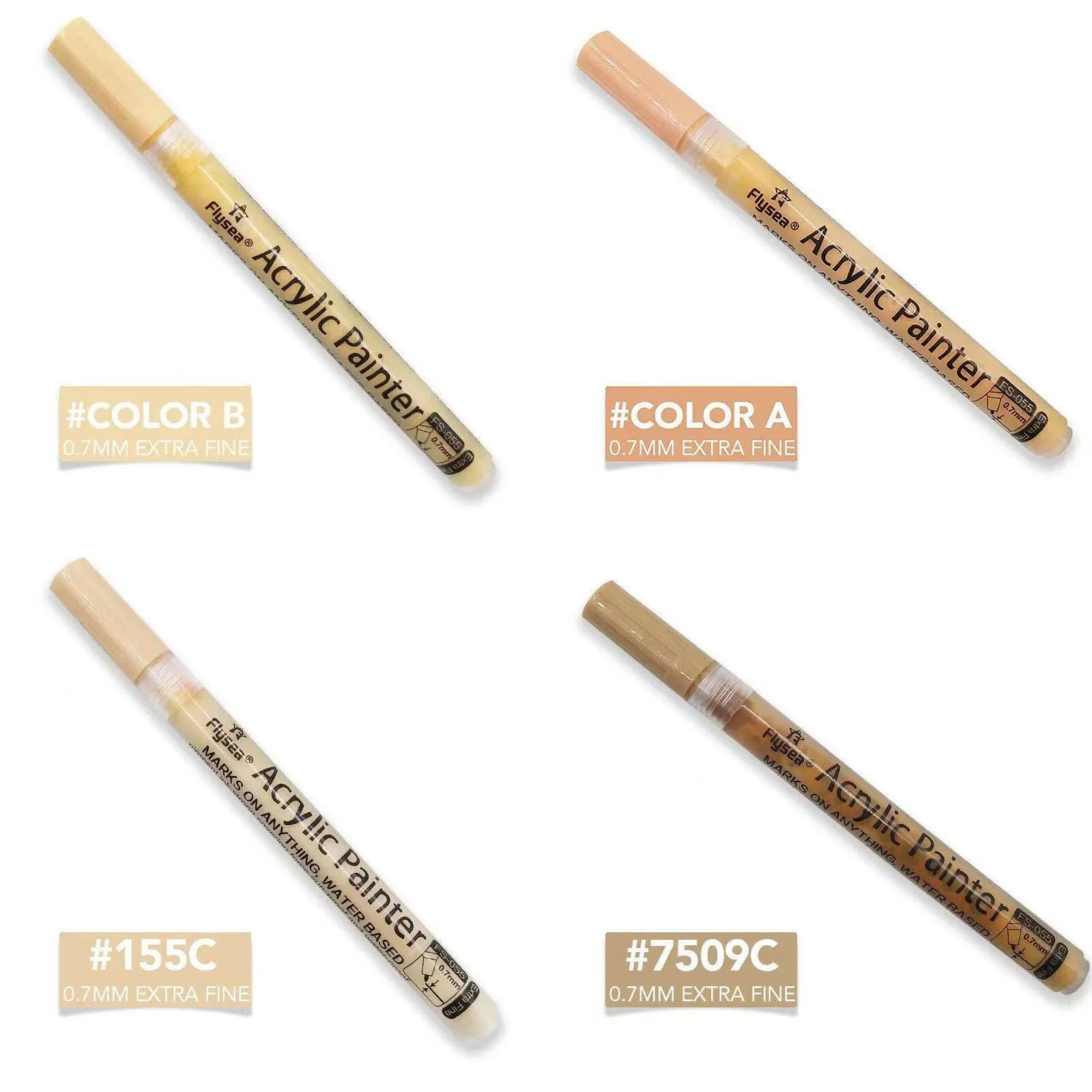 12 Colours Acrylic Paint Pens Markers Skin Tone - Image 6