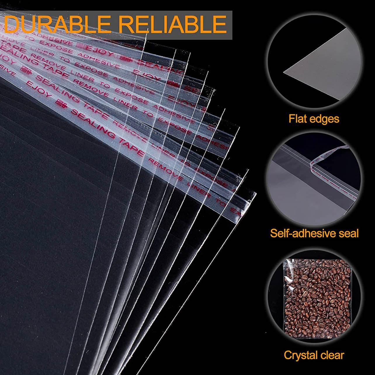 Multi-size Clear Self-Seal Cellophane Bags - Bulk Adhesive Opp - 11*20+4 - Image 3