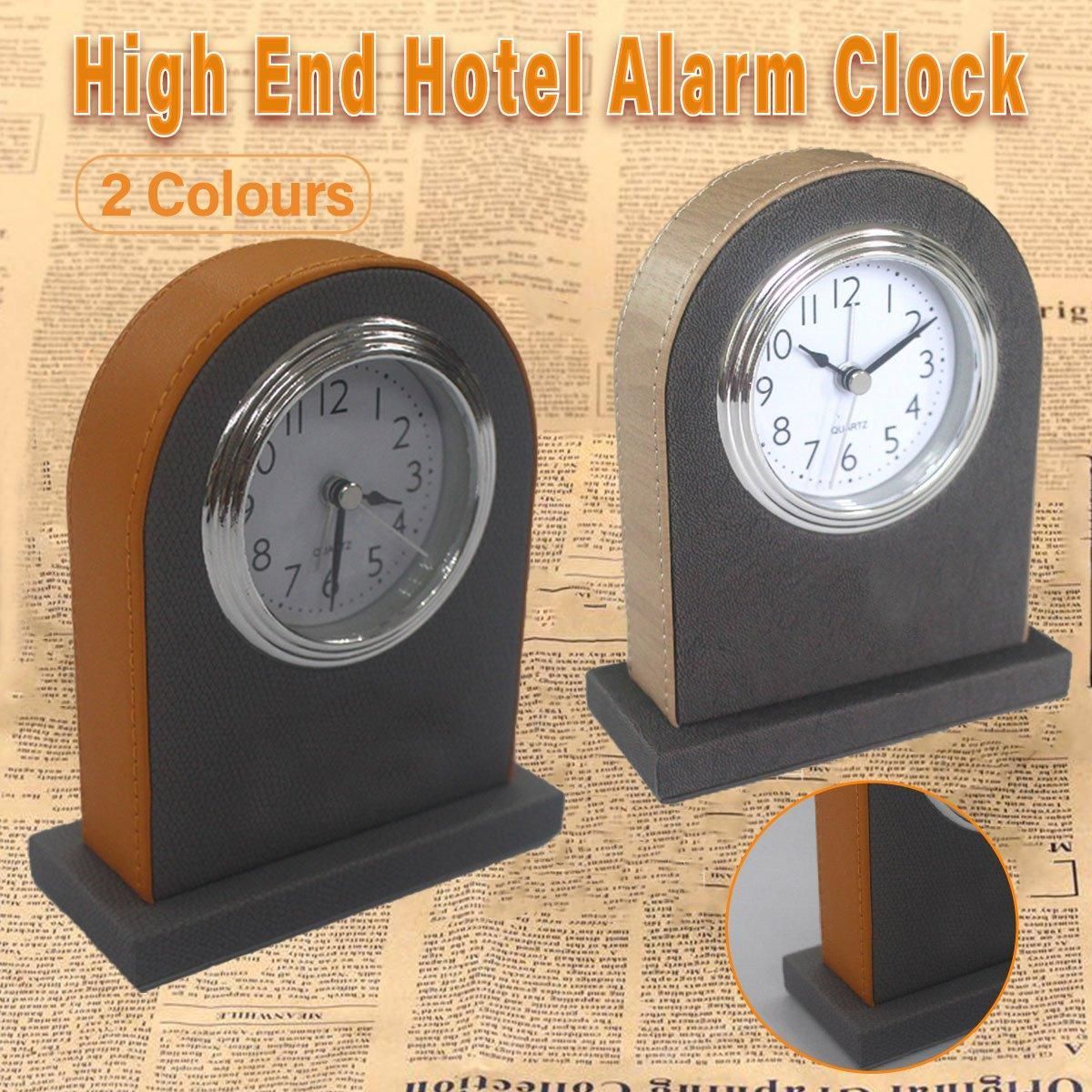 Classic Hotel Alarm Clock Quartz Movement Faux Leather Design with Clear Display - Orange - Image 1