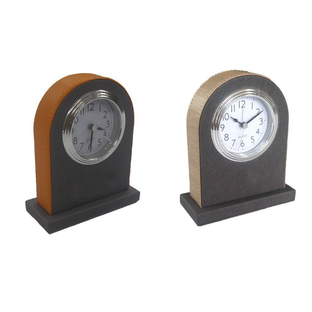 Classic Hotel Alarm Clock Quartz Movement Faux Leather Design with Clear Display - Orange - Image 2