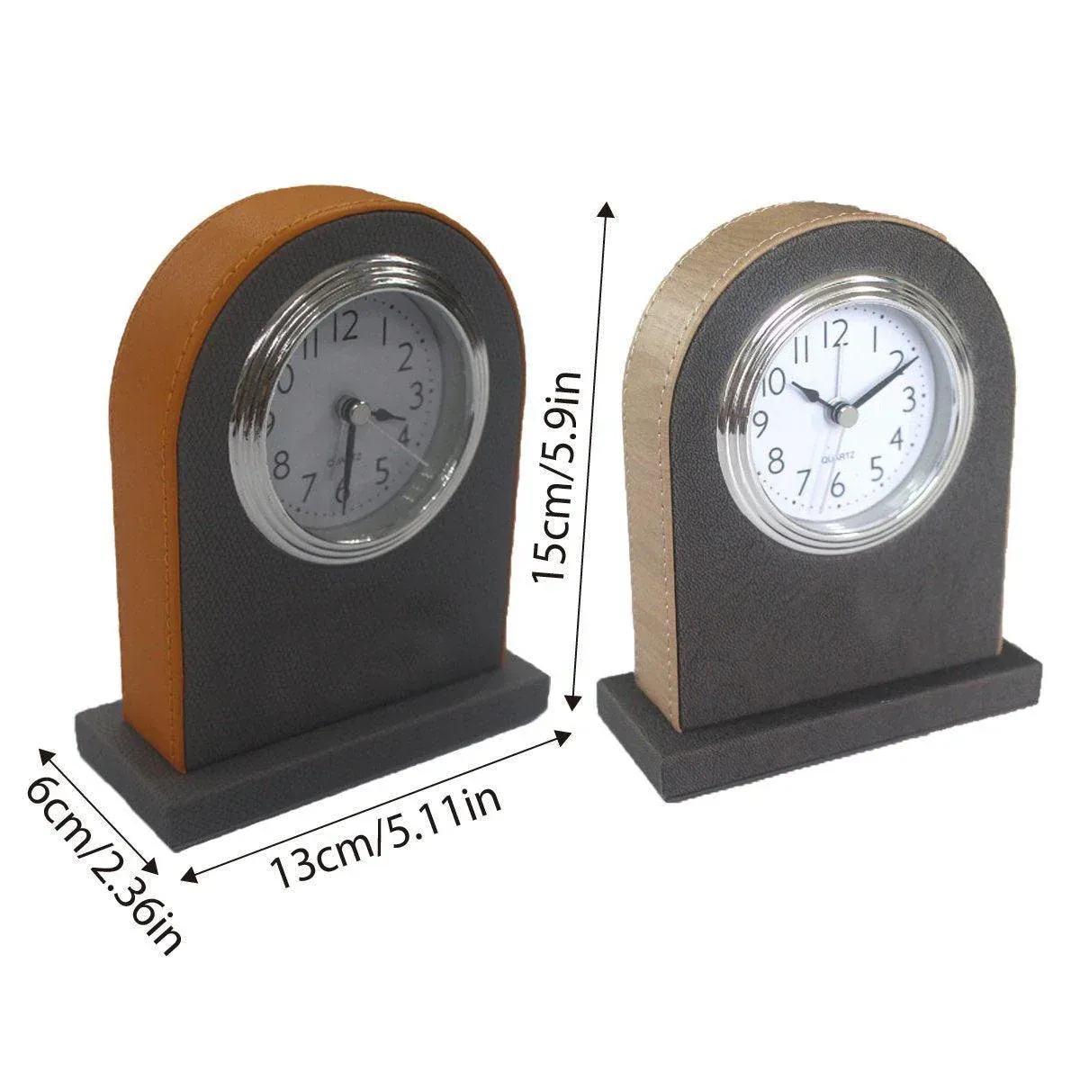 Classic Hotel Alarm Clock Quartz Movement Faux Leather Design with Clear Display - Orange - Image 3