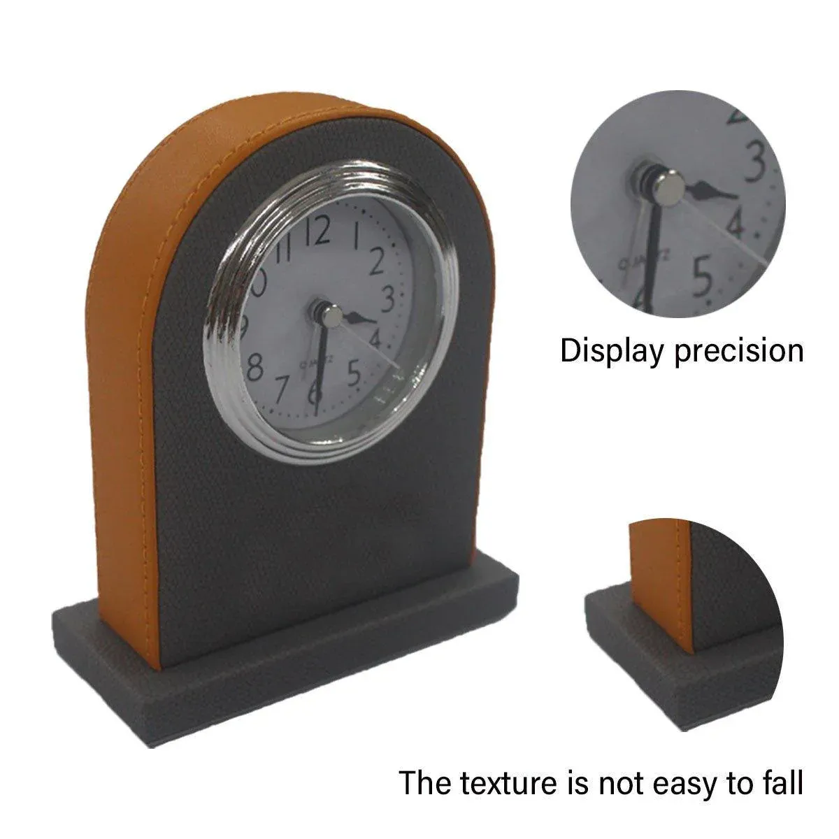 Classic Hotel Alarm Clock Quartz Movement Faux Leather Design with Clear Display - Orange - Image 5