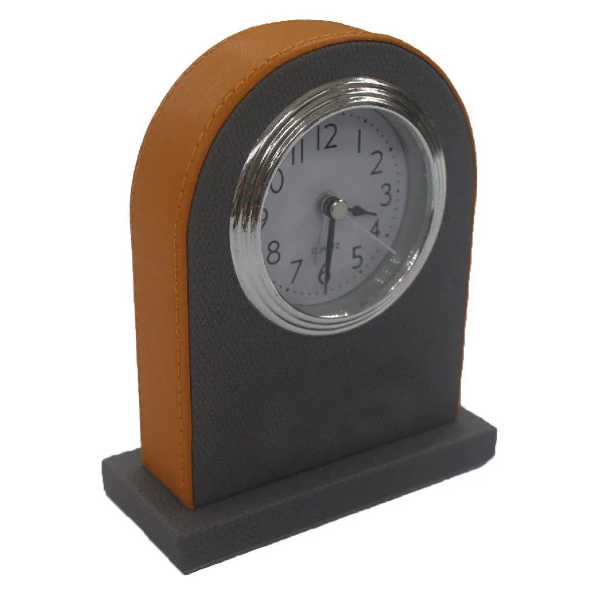 Classic Hotel Alarm Clock Quartz Movement Faux Leather Design with Clear Display - Orange - Image 6