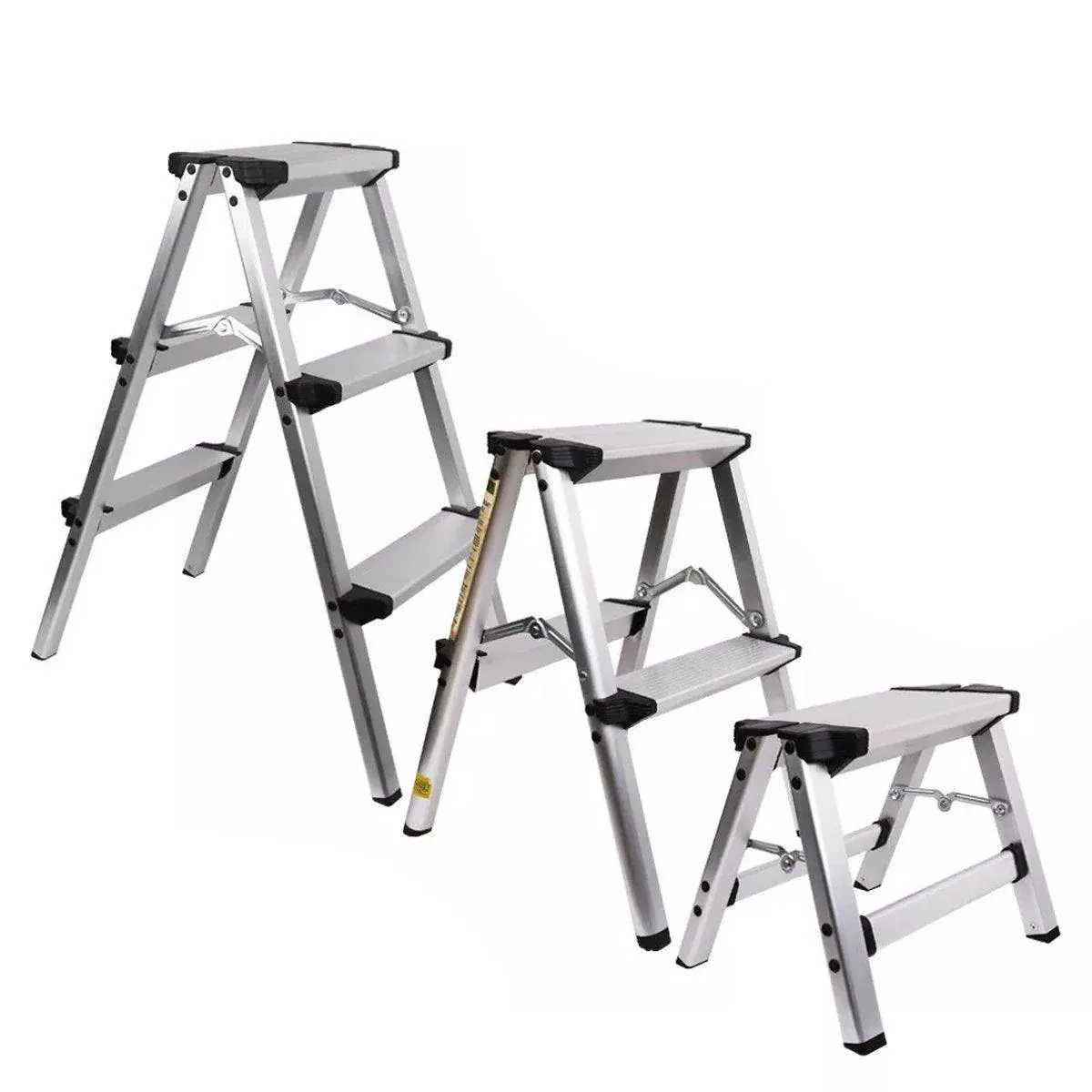 Portable Aluminium 1-3 Step Folding Ladder Anti-Slip Frame Stool for Home Use - 1 step Folding Ladder - Image 2
