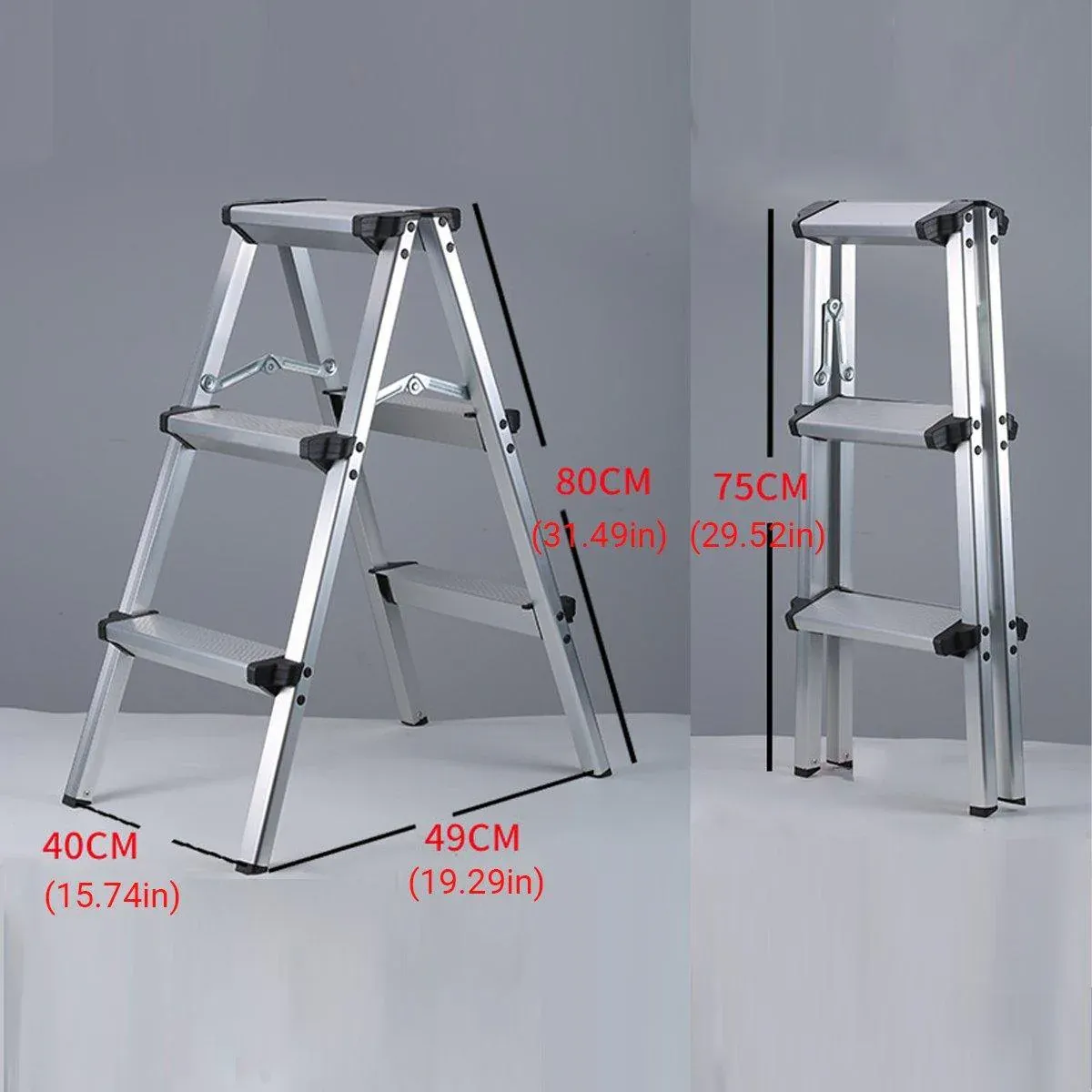 Portable Aluminium 1-3 Step Folding Ladder Anti-Slip Frame Stool for Home Use - 1 step Folding Ladder - Image 4