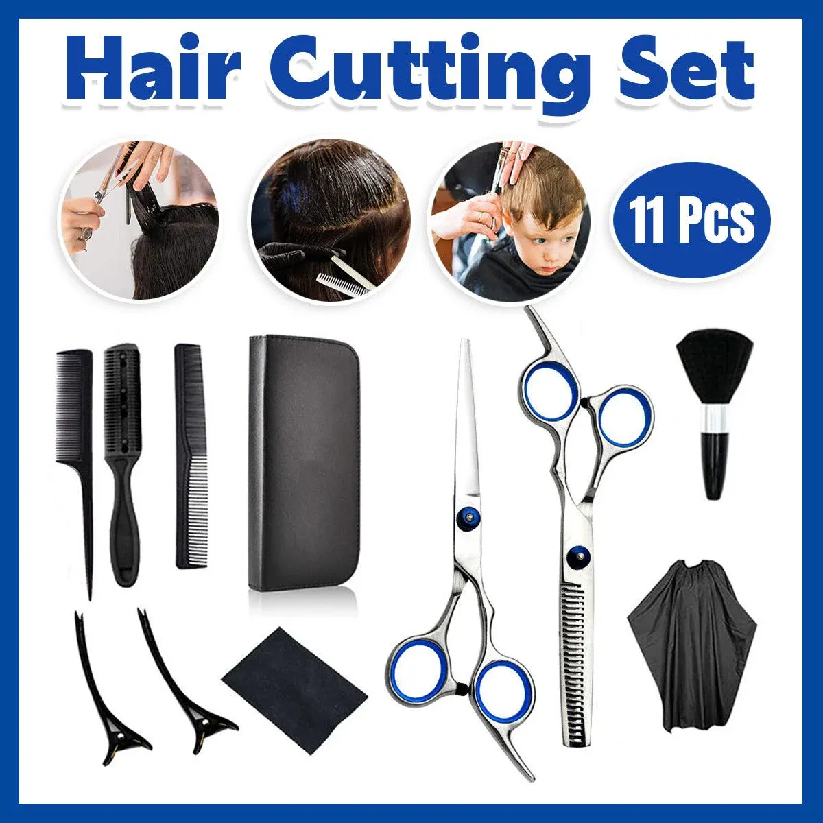 11pcs Hair Cutting Scissors Set Professional Hairdressing Scissors Barber Tools - Image 1