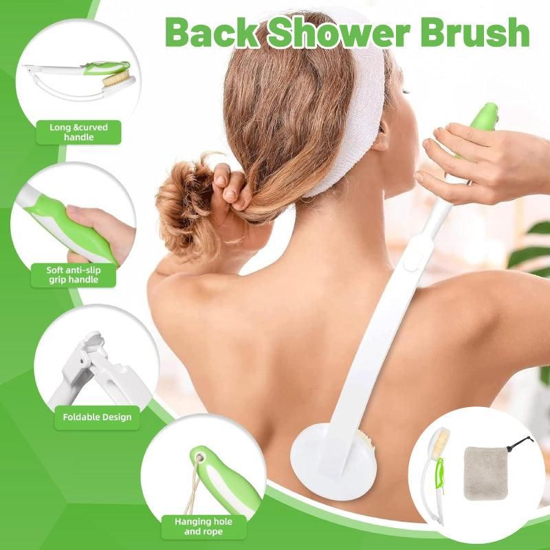 Back Bath Brush with Soft Bristles Curved Handle for Convenient Shower Scrubbing - Image 1