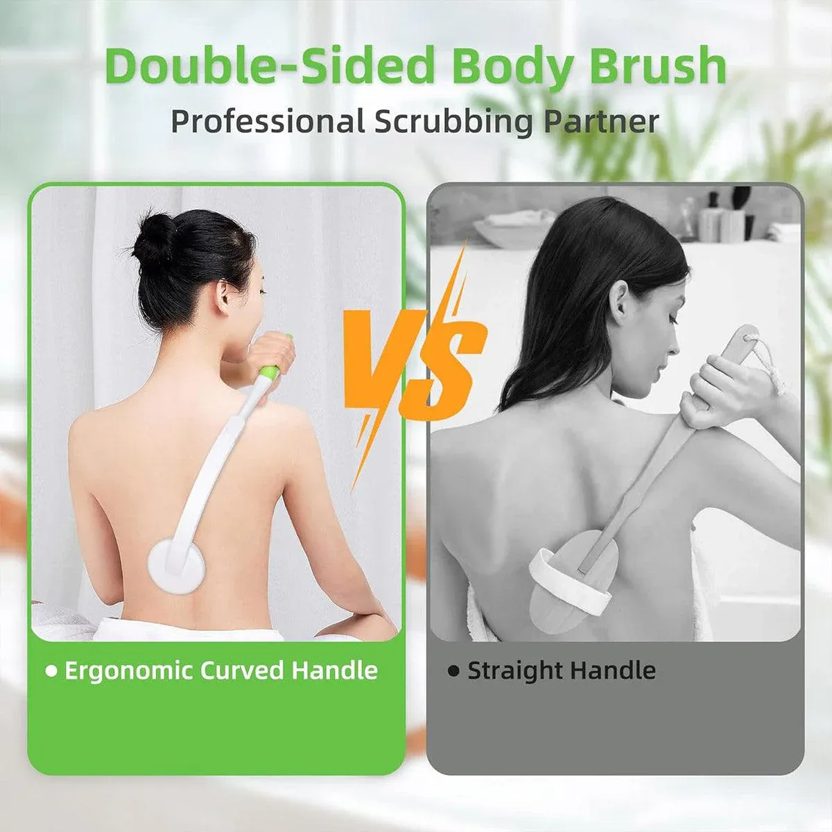 Back Bath Brush with Soft Bristles Curved Handle for Convenient Shower Scrubbing - Image 5