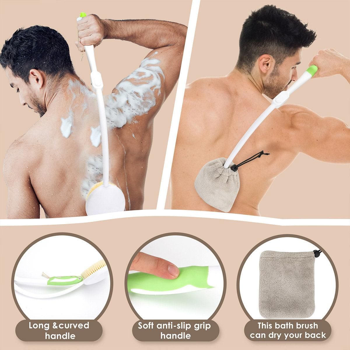 Back Bath Brush with Soft Bristles Curved Handle for Convenient Shower Scrubbing - Image 6