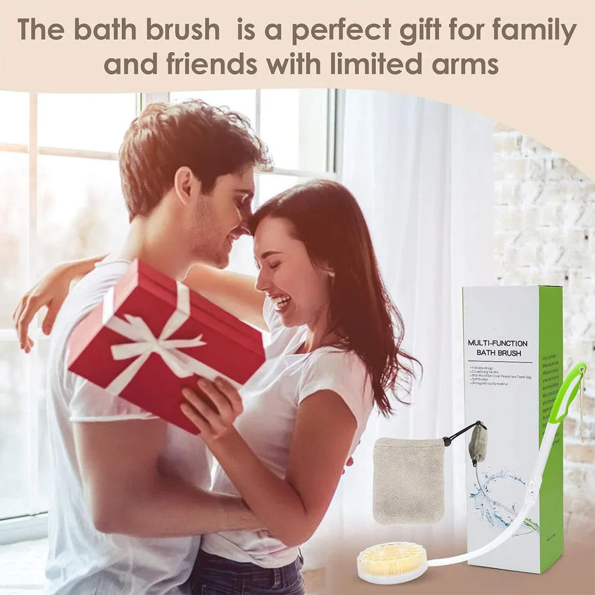 Back Bath Brush with Soft Bristles Curved Handle for Convenient Shower Scrubbing - Image 8