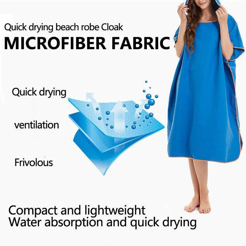 Adult Changing Robe Towel Bath Hooded Quick Dry Beach Towel Poncho Bathrobe Au - Image 6