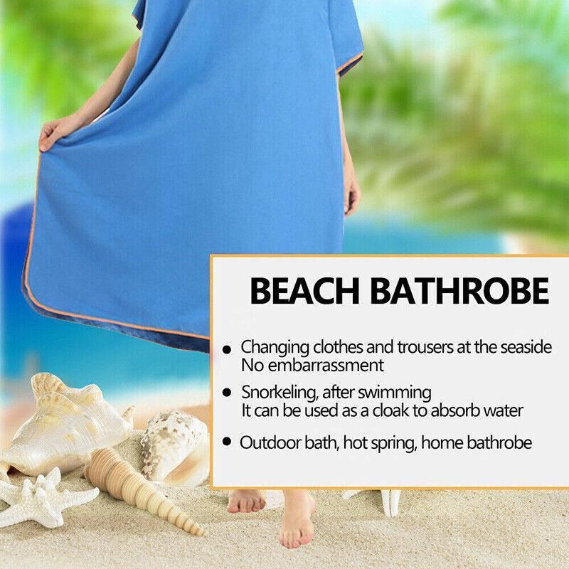 Adult Changing Robe Towel Bath Hooded Quick Dry Beach Towel Poncho Bathrobe Au - Image 7