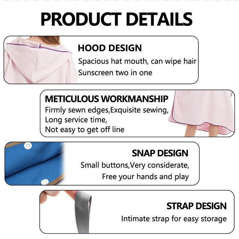 Adult Changing Robe Towel Bath Hooded Quick Dry Beach Towel Poncho Bathrobe Au - Image 8
