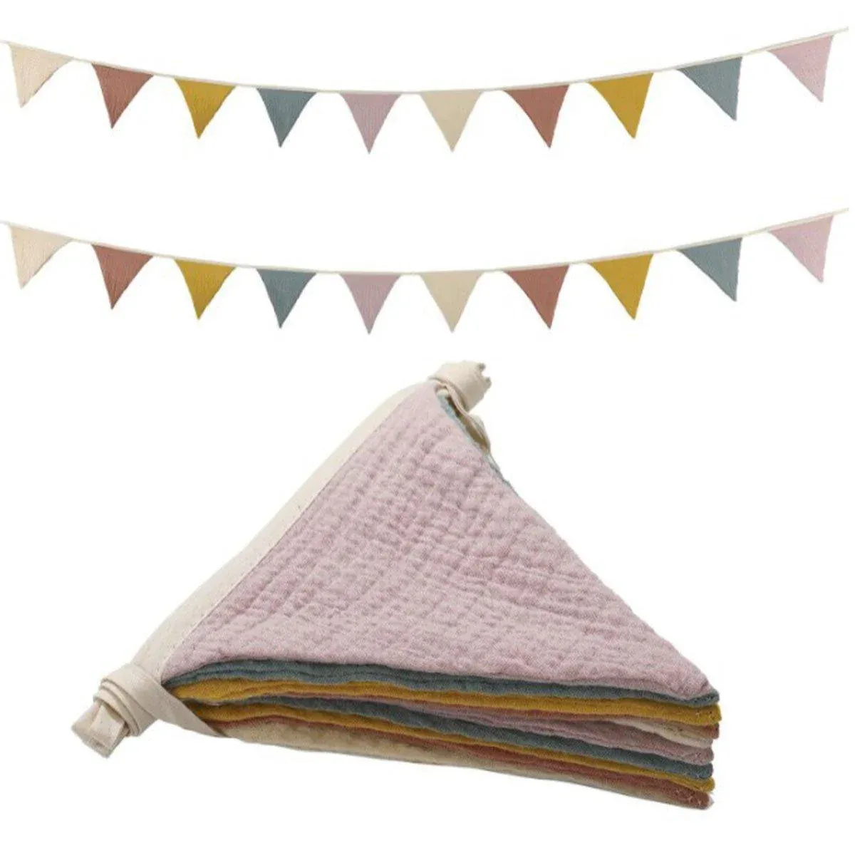 2PCS Triangle Bunting Flag Garland Hanging Flag Banner for Wedding Parties - Image 2