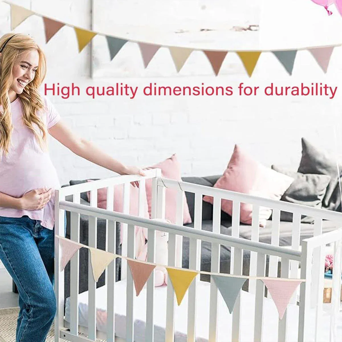 2PCS Triangle Bunting Flag Garland Hanging Flag Banner for Wedding Parties - Image 5
