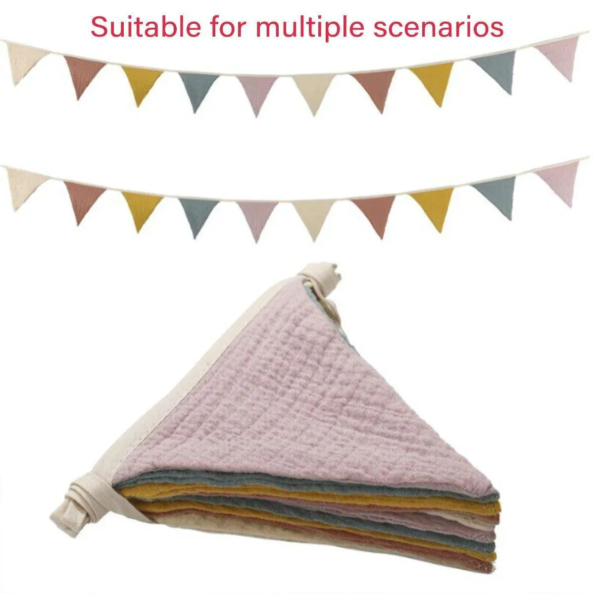 2PCS Triangle Bunting Flag Garland Hanging Flag Banner for Wedding Parties - Image 7