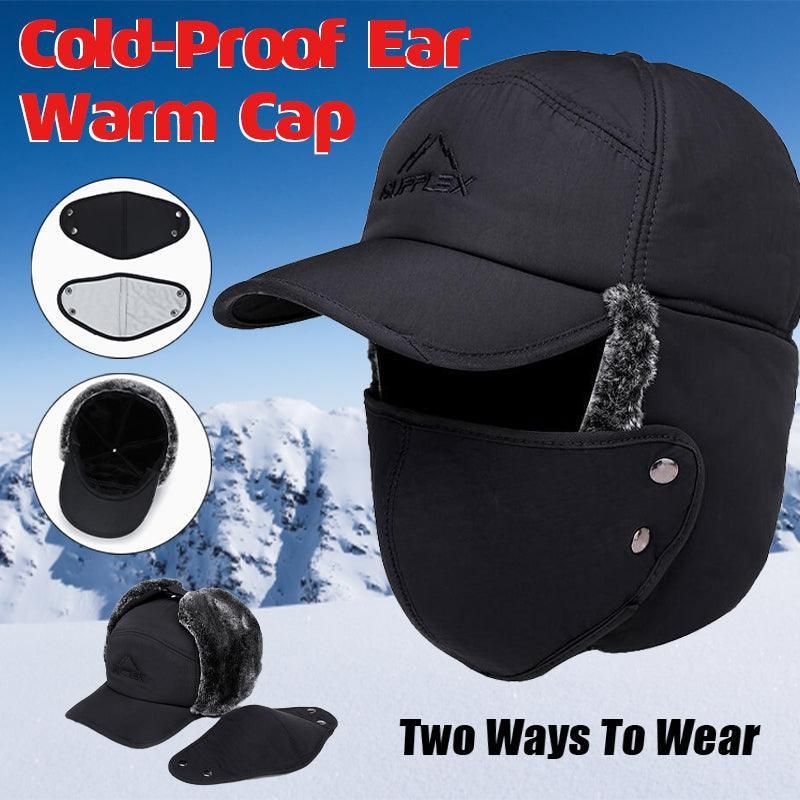 Winter 3 In 1 Thermal Fur Lined Trapper Bomber Hat With Ear Flap Face Mask Cap - Image 1