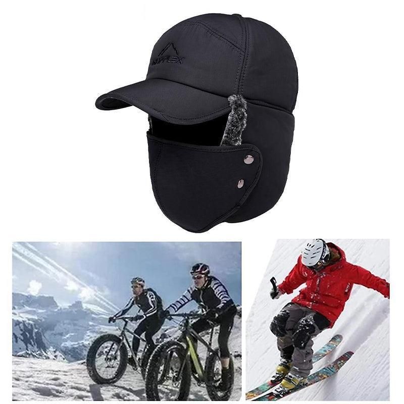 Winter 3 In 1 Thermal Fur Lined Trapper Bomber Hat With Ear Flap Face Mask Cap - Image 5