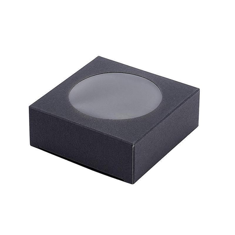 50PCS Handmade Soap Paper Box Round Window Kraft Black White Candy Biscuit Box - Khaki-50pcs 8*8*3CM - Image 2