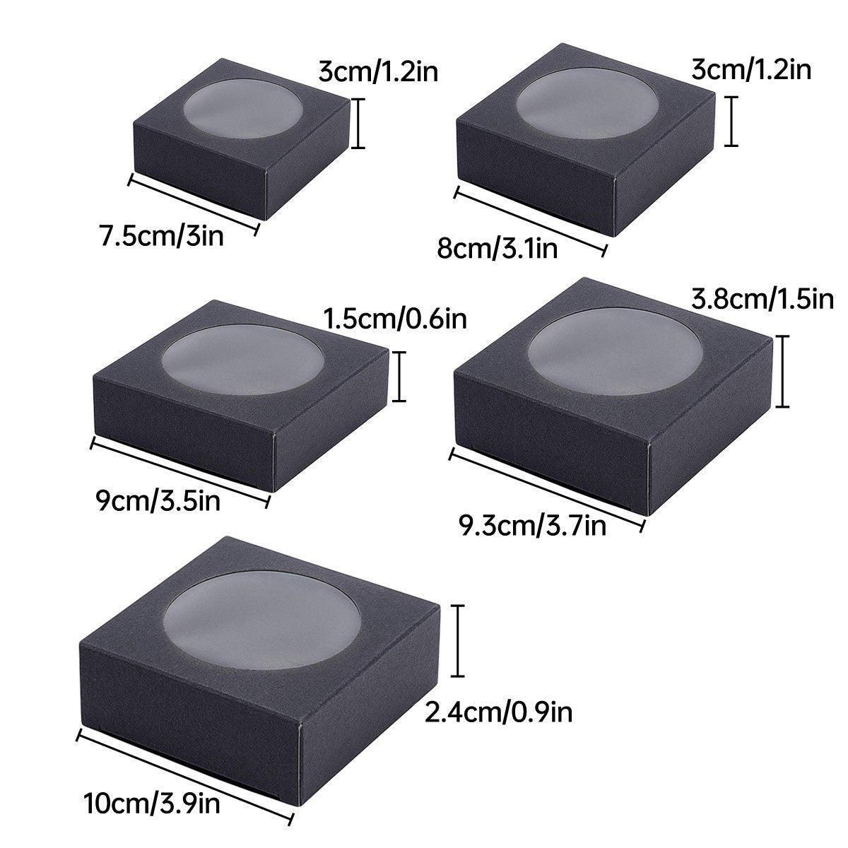 50PCS Handmade Soap Paper Box Round Window Kraft Black White Candy Biscuit Box - Khaki-50pcs 8*8*3CM - Image 3